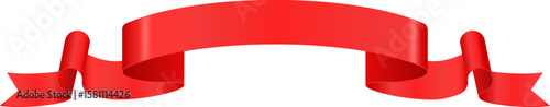 Red ribbon banner swirling and waving in the wind creating a festive and decorative element, perfect for celebrations, announcements, or special occasions