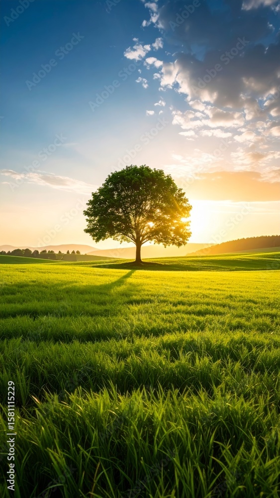 Fototapeta premium green tree symbolizing environmental conservation and sustainability