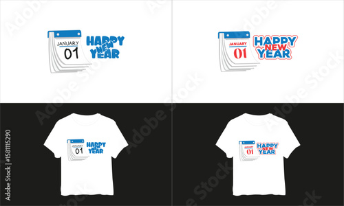Happy New Year 2026 Design with Calendar Layout and Festive Elements