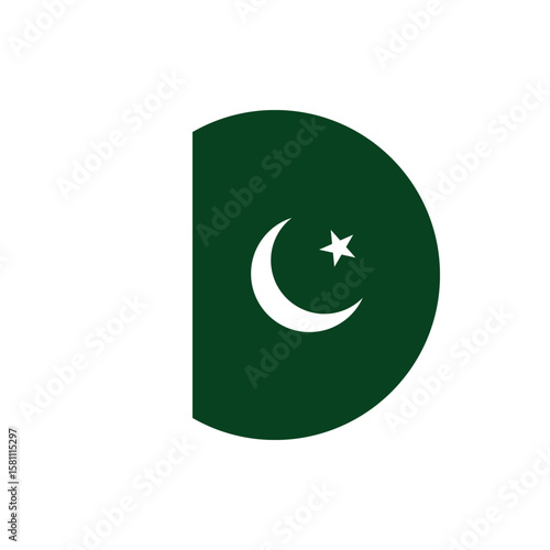 Pakistan flag round button vector. Pakistan national flag icon badge for independence day celebration PNG on transparent background.