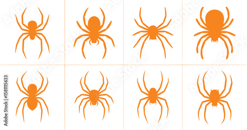 Orange spiders collection graphic design elements arachnid insect