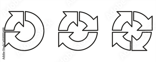 Arrow pictogram line icon, Set refresh, reload, and rotate circle arrow pictogram. Web design element, eps 10 on white background, vector illustration.

