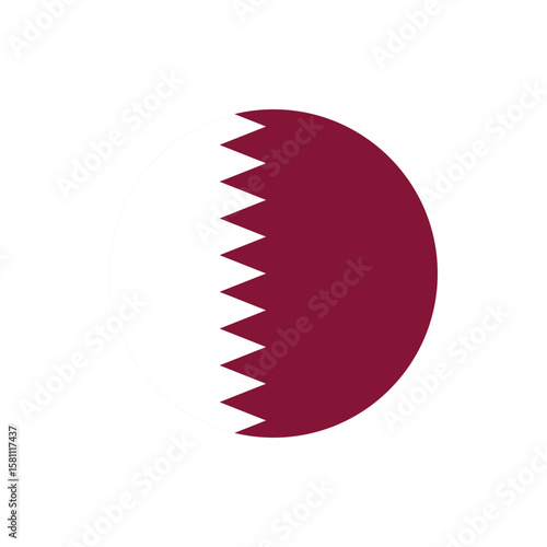 Qatar flag round button vector. Qatar national flag icon badge for independence day celebration PNG on transparent background.