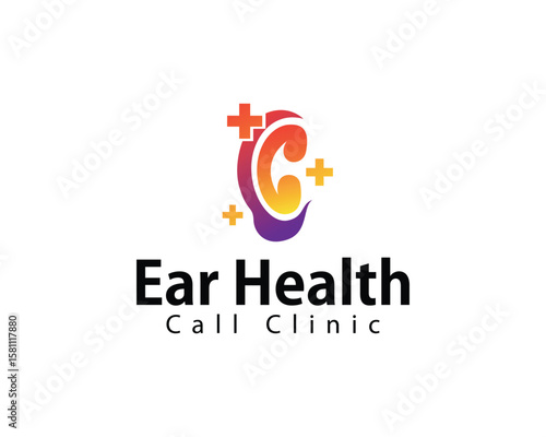 ear phone logo creative design concept call audio medical clinic