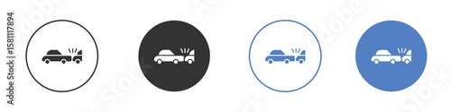 Rear end collision icon. Vector illustration, flat design.