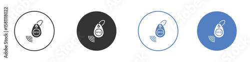 RFID key tag icon. Vector illustration, flat design.