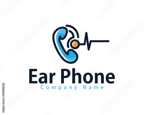 ear phone logo creative design concept call audio medical clinic