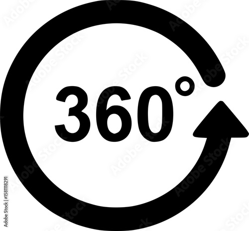 360 degrees glyph flat vector icon
