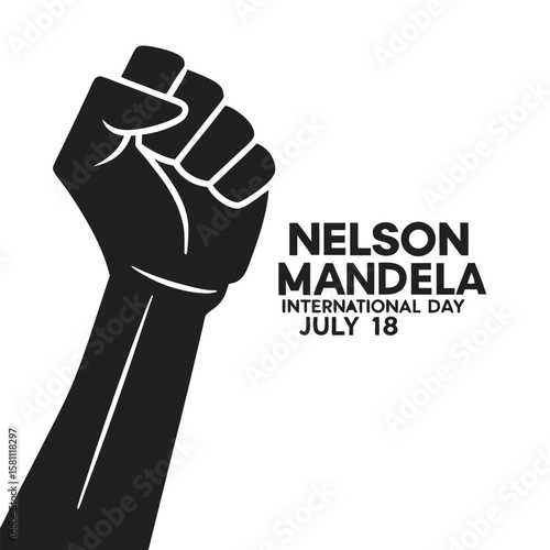 Cuadro en lienzo silhouette nelson mandela international day on white background