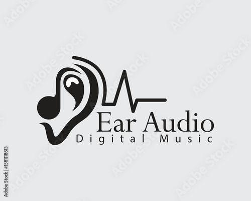 ear audio logo creative design concept music digital