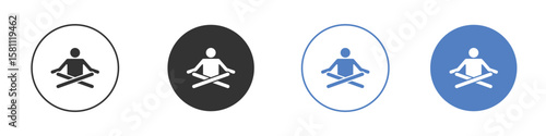 Meditating icon. Vector illustration, flat design.