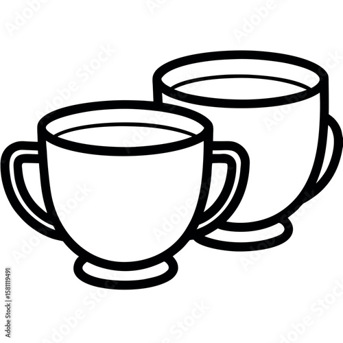 Two Simple Coffee or Tea Cups Sitting Side by Side – Friendship, Connection, and Warm Moments in Minimalist Vector Design