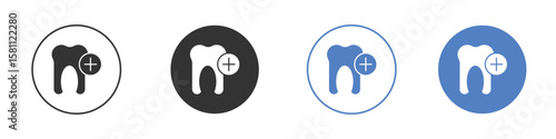 Dental insurance icon. Vector illustration, flat design.