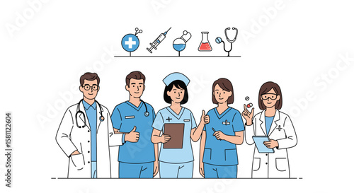 Diverse medical professionals collaborating for better patient care and health outcomes