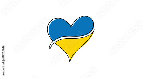 A simple stylized heart shaped like a ukrainian flag offering hope and support
