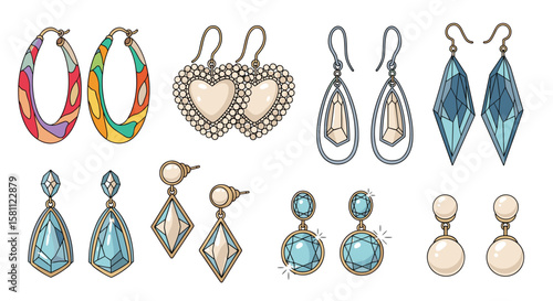Collection of elegant fashionable jewelry pieces displayed artistically