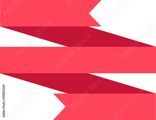 Red ribbon creating an elegant zigzag pattern against a clean white background, enhancing festive and celebratory designs for various occasions and events