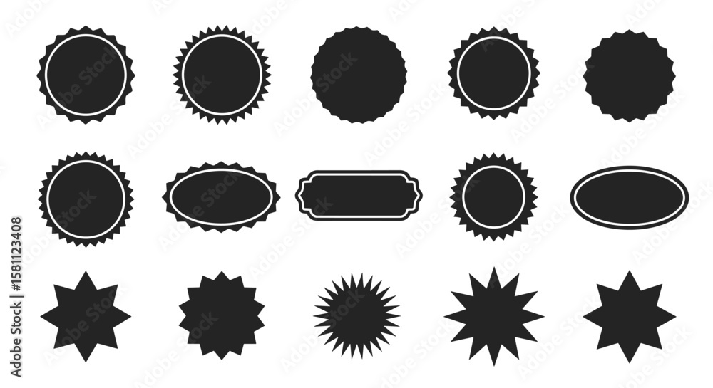 Collection of diverse decorative circular and oval shapes for graphic design projects
