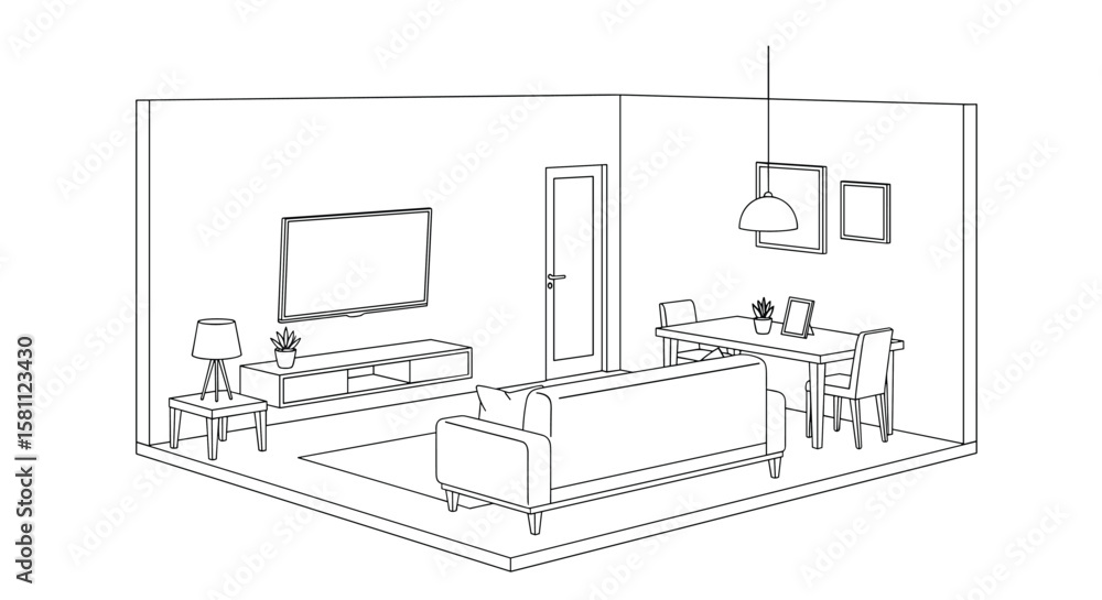 Fototapeta premium Modern living room design with furniture and decor elements for interior space