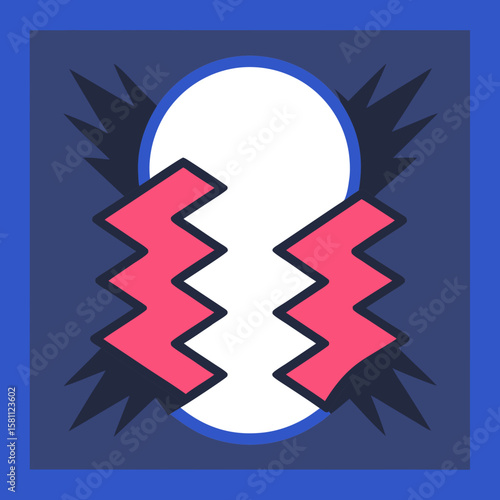 Hate icon with broken heart and contrasting colors