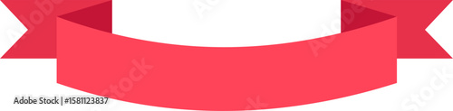 Waving red ribbon banner featuring ample copy space for text or logo, set against a clean white background, ideal for festive occasions and promotional materials
