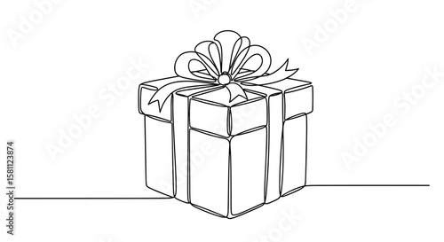 Elegant gift box illustration with festive ribbon and bow detailed sketch for celebration