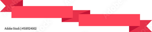 Red ribbon banner waving with angled edges creating a sense of movement, ideal for highlighting important information and celebrating achievements
