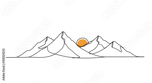 Majestic mountain peaks under a radiant sunrise with a beautiful scenic sky landscape