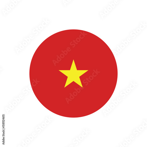 Vietnam flag round button vector. Vietnam national flag icon badge for independence day celebration PNG on transparent background.