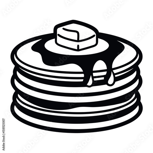 Pancake Stack with Melting Butter Breakfast Food Illustration