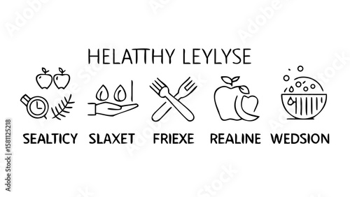 Healthy lifestyle editable line icons wellness related Sheet/Icon Set Vector illustration. AI GENERATED.
