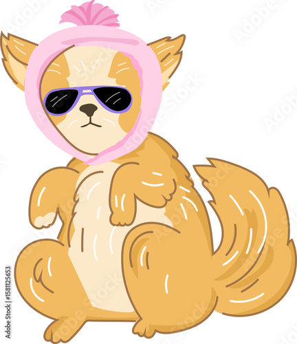 Shiba Inu in Pink Glasses – Cute Cartoon Fashion Dog Vector