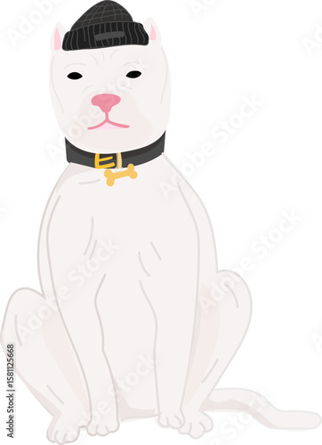White Dog with Gold Collar – Cute Cartoon Fashion Dog Vector