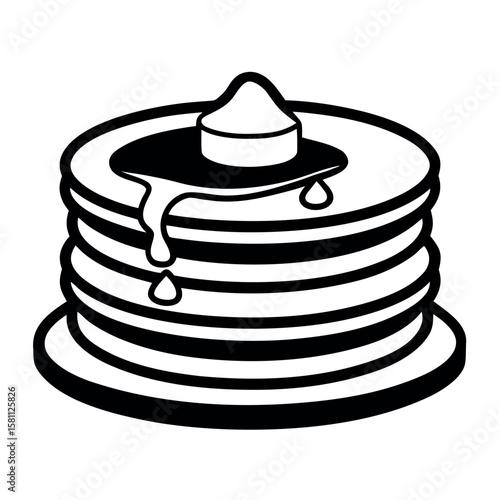 Pancake Stack with Melting Butter Breakfast Food Illustration