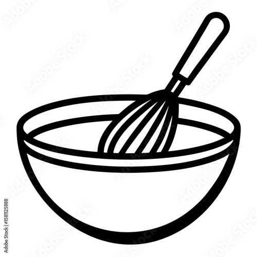 Mixing Bowl and Whisk for Pancake Batter Preparation