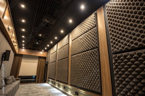 Luxurious Home Theater with Acoustic Paneling and Ambient Lighting