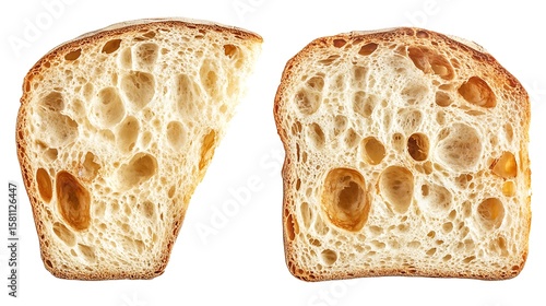 Wallpaper Mural Slices of Sourdough Bread Displaying Large Air Pockets Isolated on White Background Torontodigital.ca