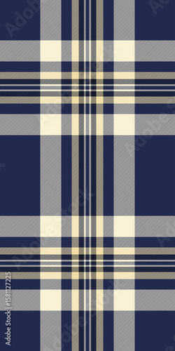 Flowing textile texture plaid, customized seamless background vector. Coat check fabric tartan pattern in dark and beige colors.