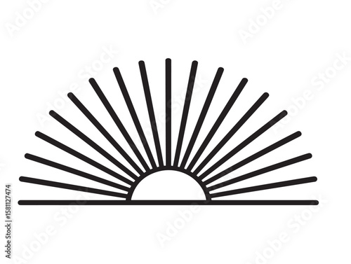 Calm sunrise icon with aesthetic line detailing