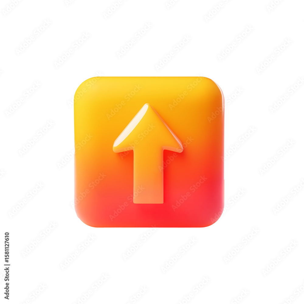 3D Neon Gradient Up Arrow Icon 3D Neon Gradient Up Arrow Icon