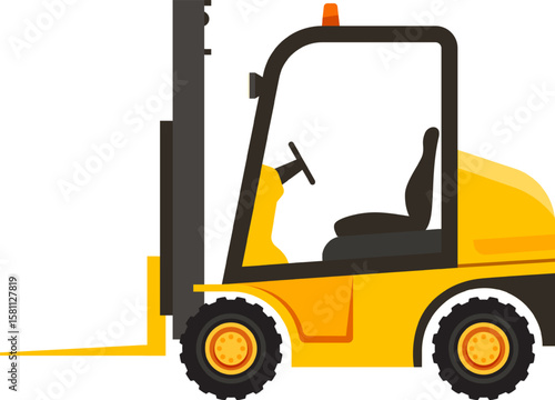 Yellow forklift truck lifting transporting shipping cargo loading delivering transporting logistics warehouse storage shipping distribution industry freight carrying heavy weight lift power industrial