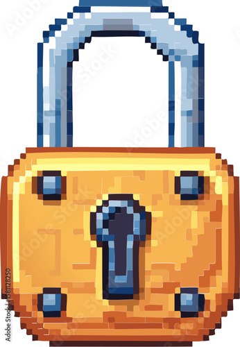 Pixel Art Padlock – Retro Lock Icon for Video Games, Security and Access Concepts