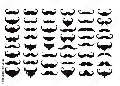 Silhouette icon vector set of barber tools and grooming elements in minimal flat style, including scissors, razors, combs, beards, male and female barbers, perfect for salon branding and hairstyling g
