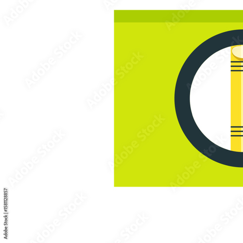 Close up of a spirit level indicating a perfectly horizontal plane, suggesting precision and accuracy in construction or DIY projects on a vibrant green backdrop