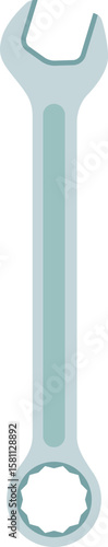 Combination wrench with box end and open end, ideal for tightening or loosening nuts and bolts, featuring a light blue color and isolated on a white background
