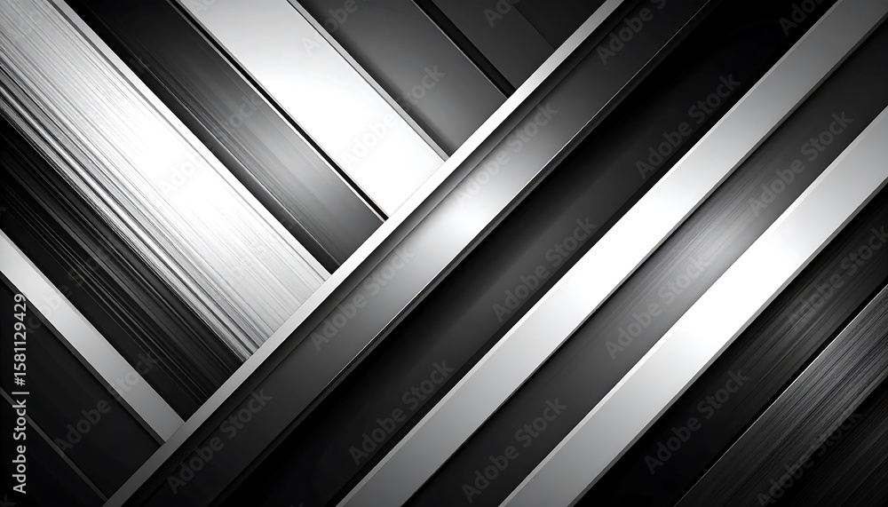 Obraz premium Abstract design of intersecting diagonal stripes in black, white and gray