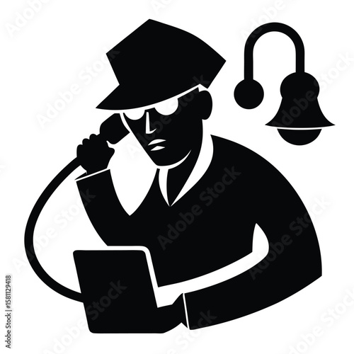 silhouette Phone scam on white background