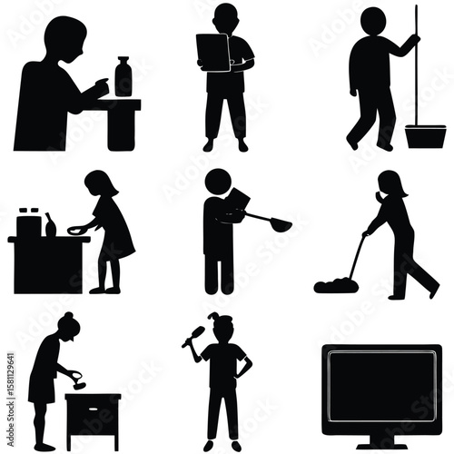 Daily Life Silhouette Vector – Everyday People Pack