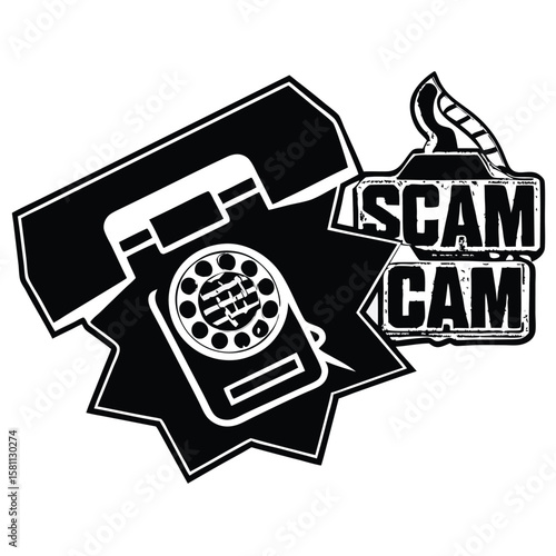 silhouette Phone scam on white background