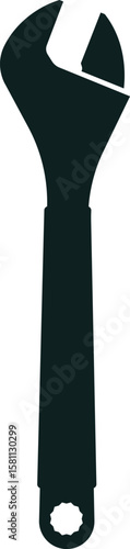 Silhouette of an adjustable wrench, a common hand tool used for tightening or loosening nuts and bolts, symbolizing construction, mechanical work, and DIY projects